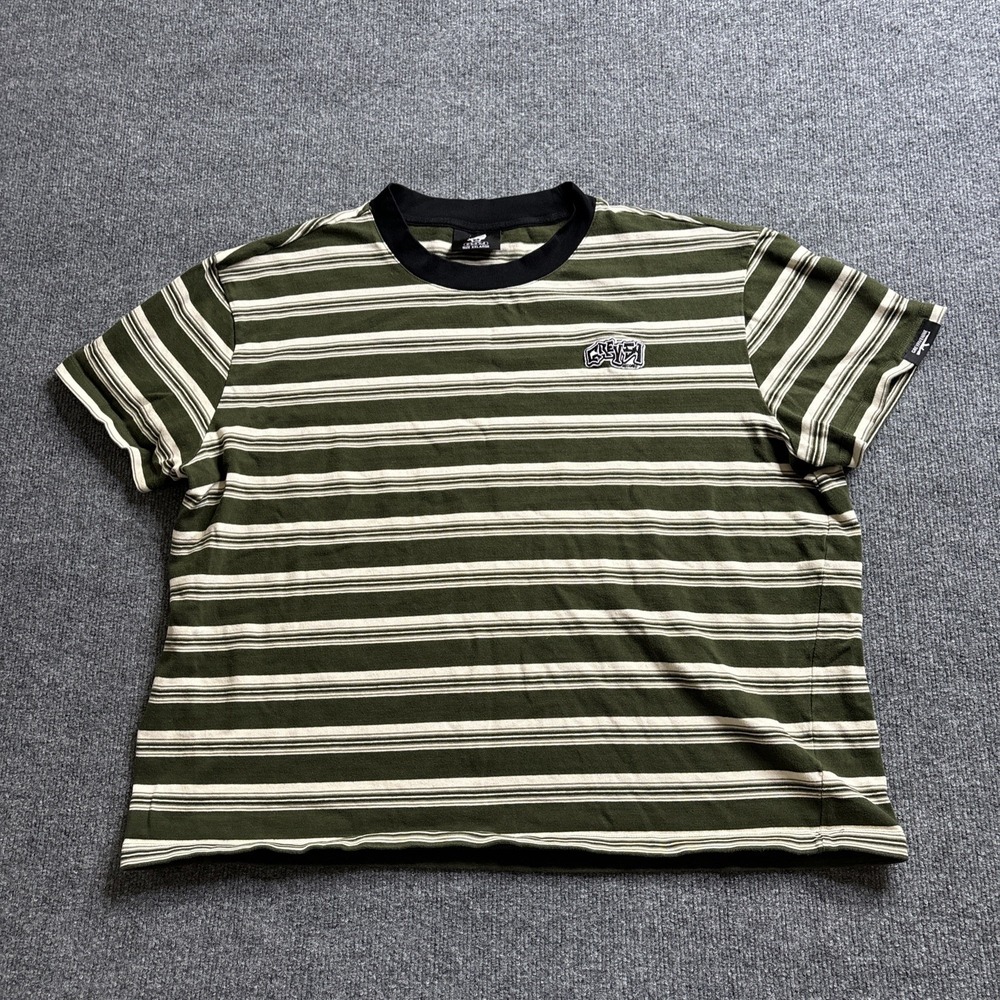 G59 Records Suicideboys Medary Striped Shirt Men's Size 2XL Cropped Green